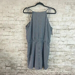 NWT Pink Lily Boutique Large Preppy Poolside Days Striped Romper Navy White New